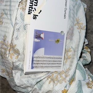 Floral Shower Curtain Panel in White and Yellow